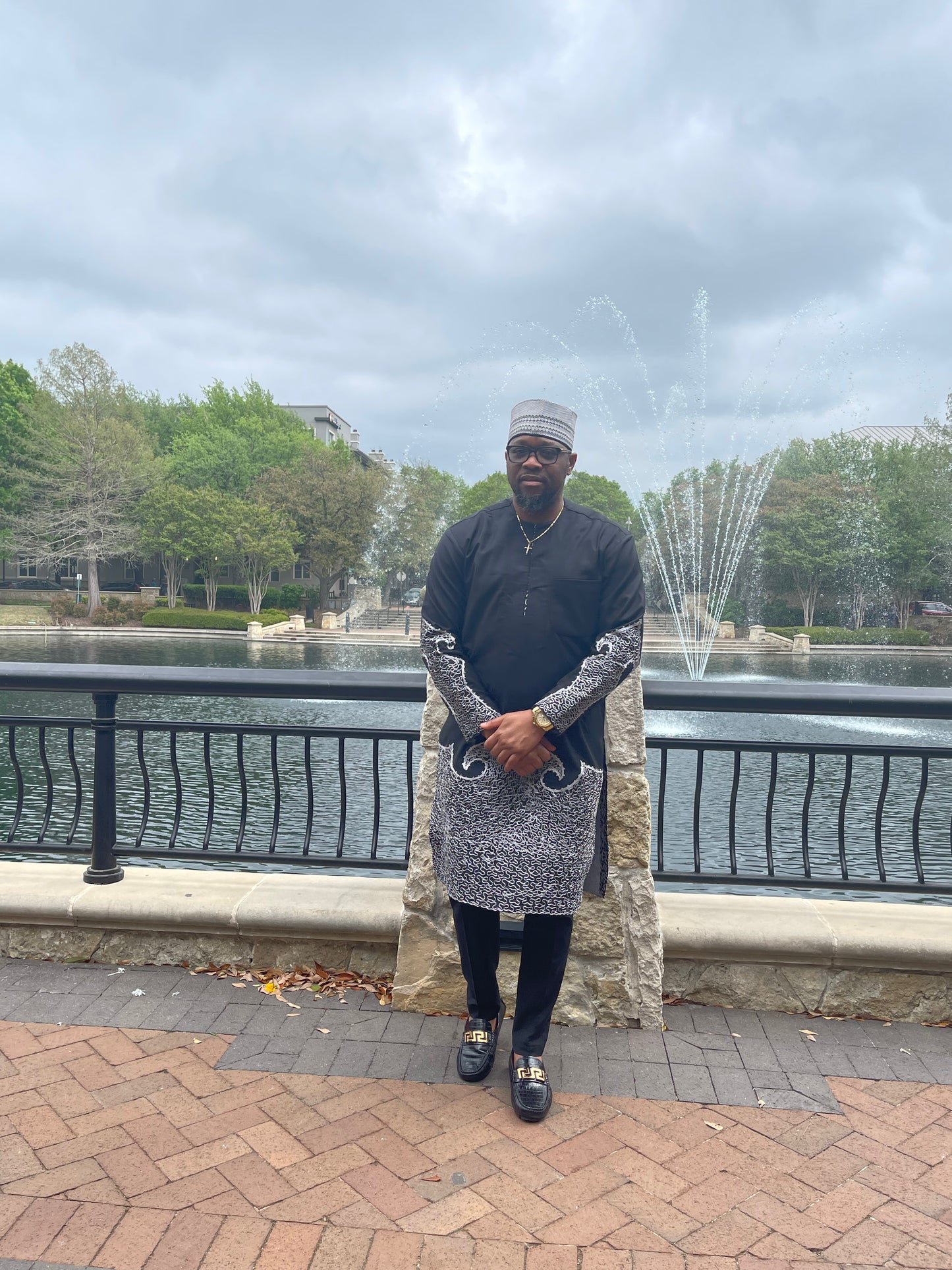 Bilbis African Kaftan with Silver Embroidery